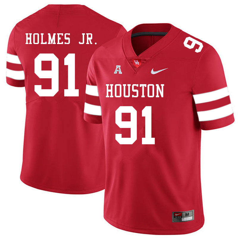 Men #91 Anthony Holmes Jr. Houston Cougars College Football Jerseys Sale-Red - Click Image to Close